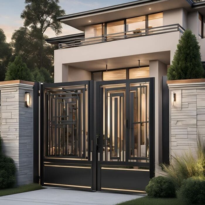 Mẫu cổng sắt 2 cánh khung hộp cao cấp